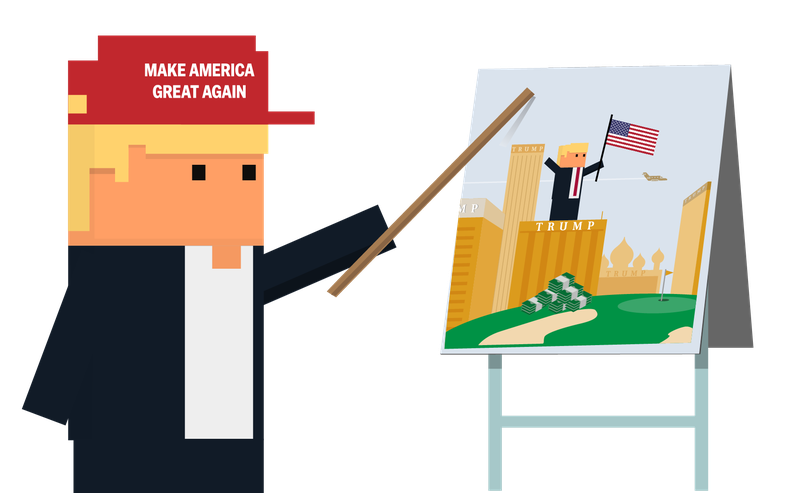 liberal political blogs with trump pointing at himself